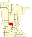 Map of Minnesota highlighting Stearns County